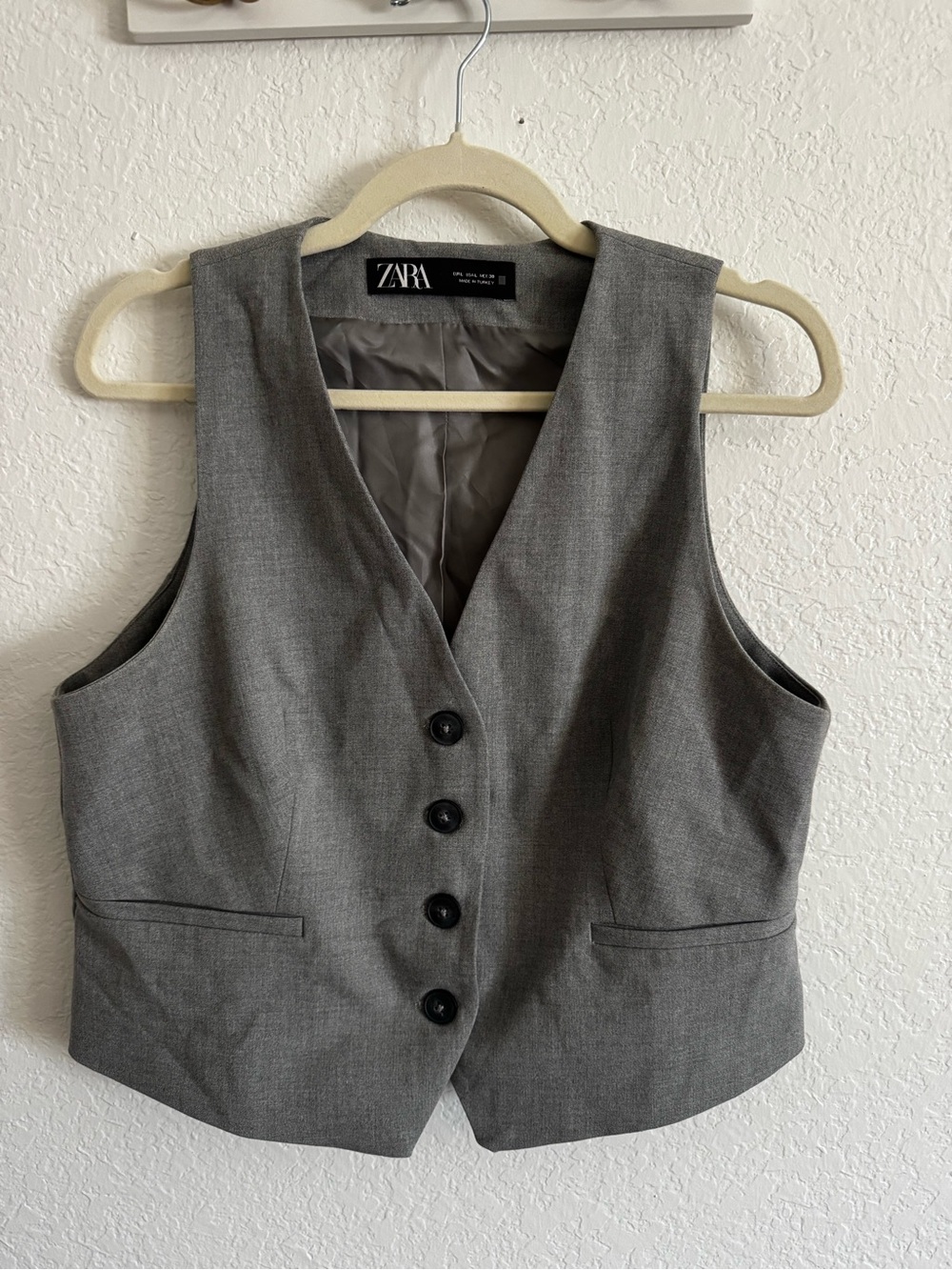 Zara Gray Tailored Button Front Suit Vest Size M
